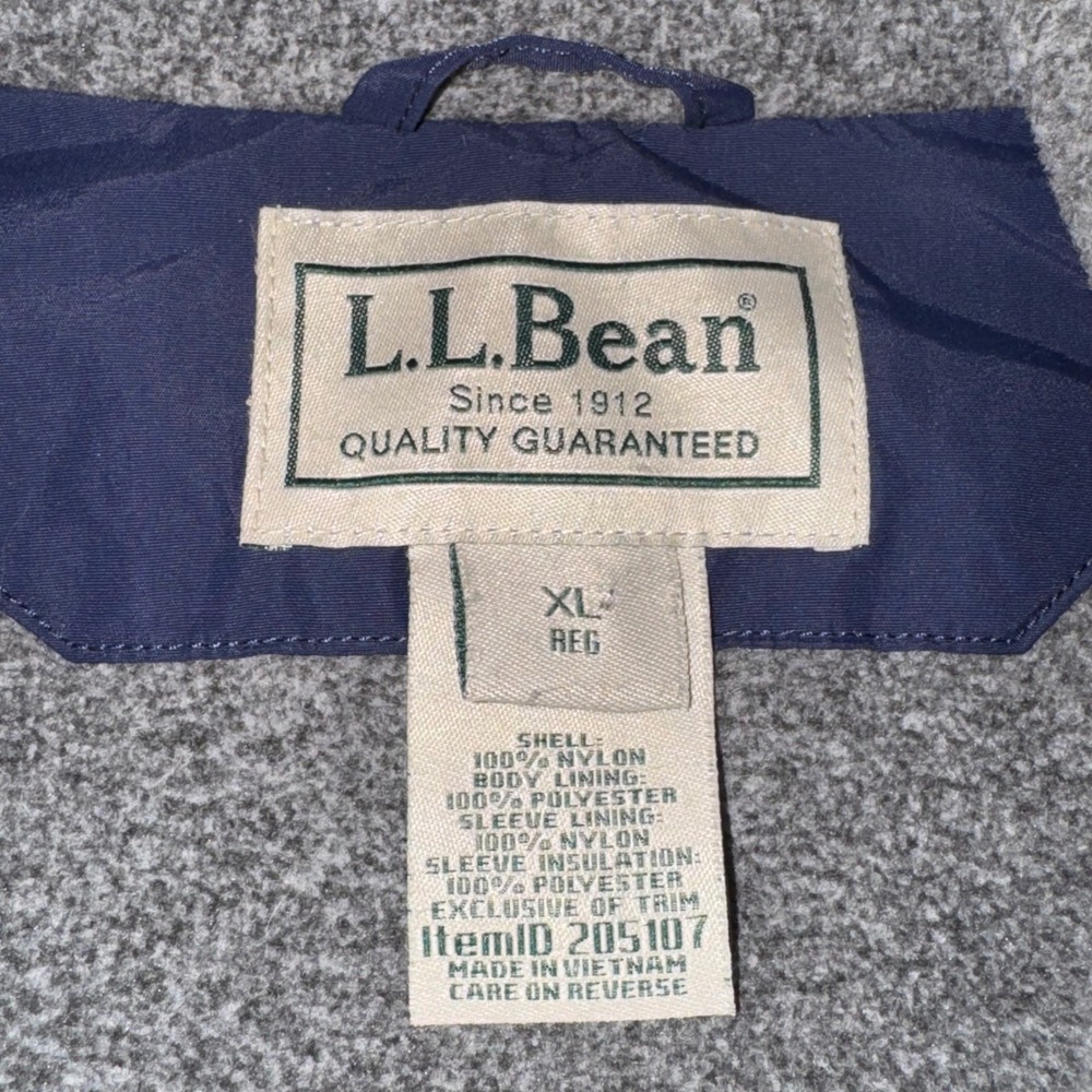 LL Bean Warm-Up Jacket Mens XL Navy Blue Fleece Lined Nylon Bomber Pocket 205107 - Picture 7 of 10